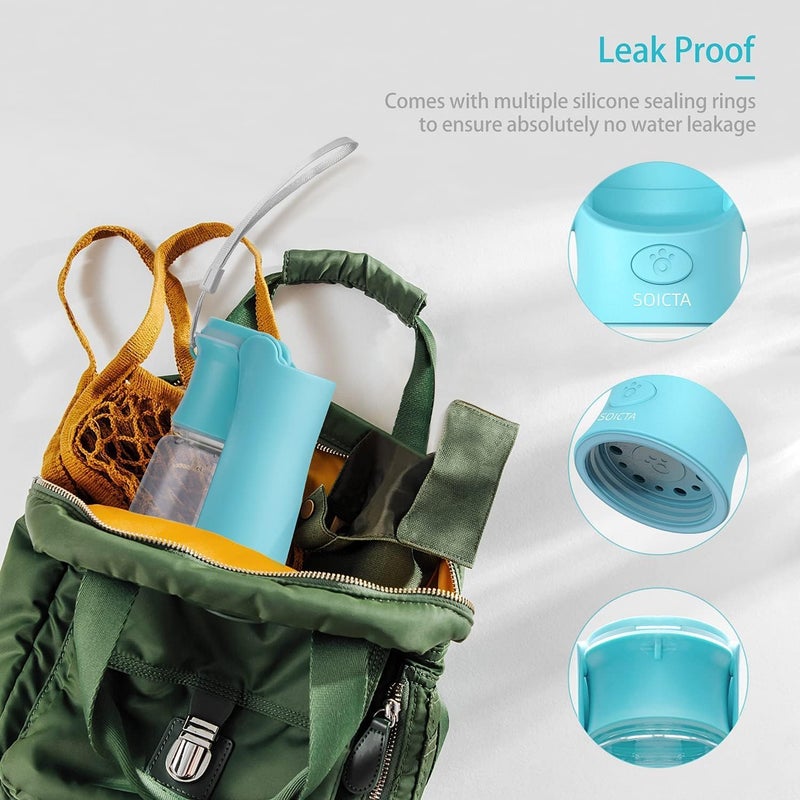 SOICTA Portable Dog Small Animals Water Bottle for Walking 19 OZ or 12 OZ Pet Water Bottles for Puppy Medium Large Dogs Little Animals Water Dispenser Dog Small Animals Water Bowl (19OZ Blue) - Image 2
